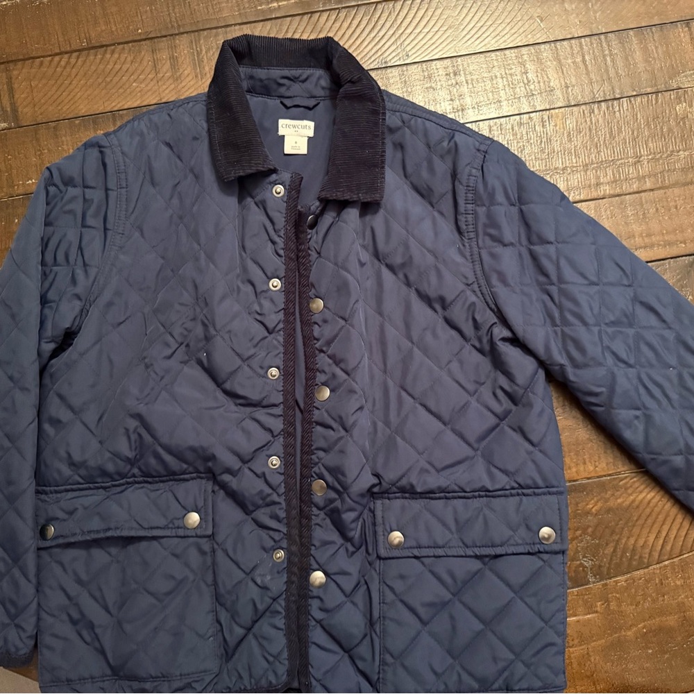 Crewcuts Navy Quilted Jacket with Corduroy Collar
